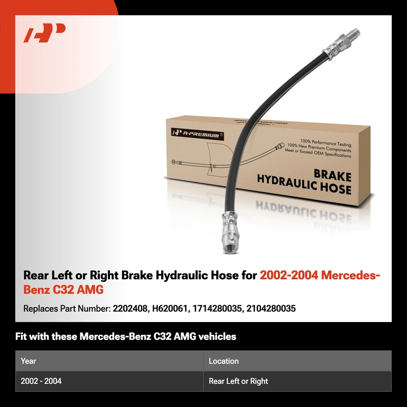 Rear Left or Right Brake Hydraulic Hose for 2002-2004 Mercedes-Benz C32 AMG