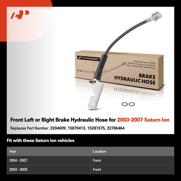 Front Left or Right Brake Hydraulic Hose for 2003-2007 Saturn Ion