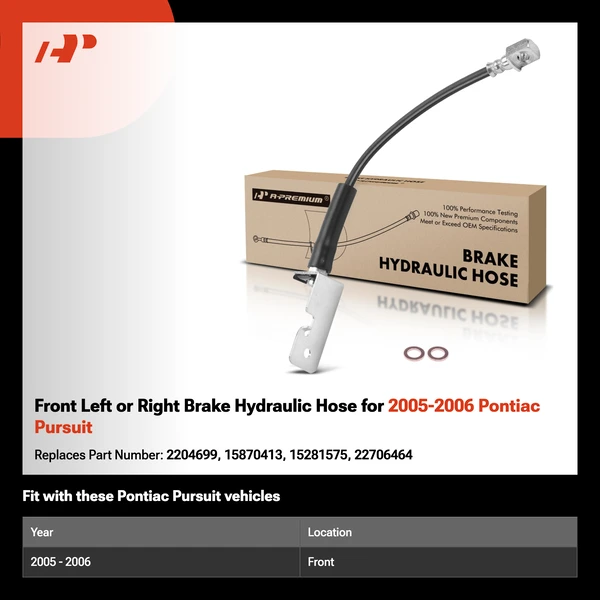 Front Left or Right Brake Hydraulic Hose for 2005-2006 Pontiac Pursuit