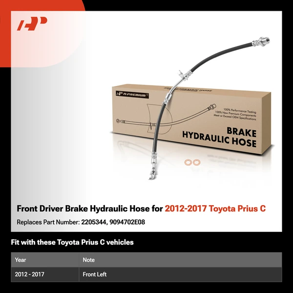 Front Driver Brake Hydraulic Hose for 2012-2017 Toyota Prius C