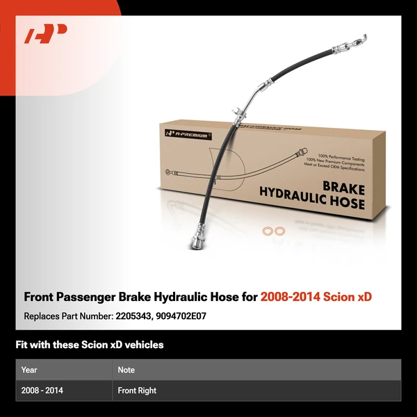 Front Passenger Brake Hydraulic Hose for 2008-2014 Scion xD