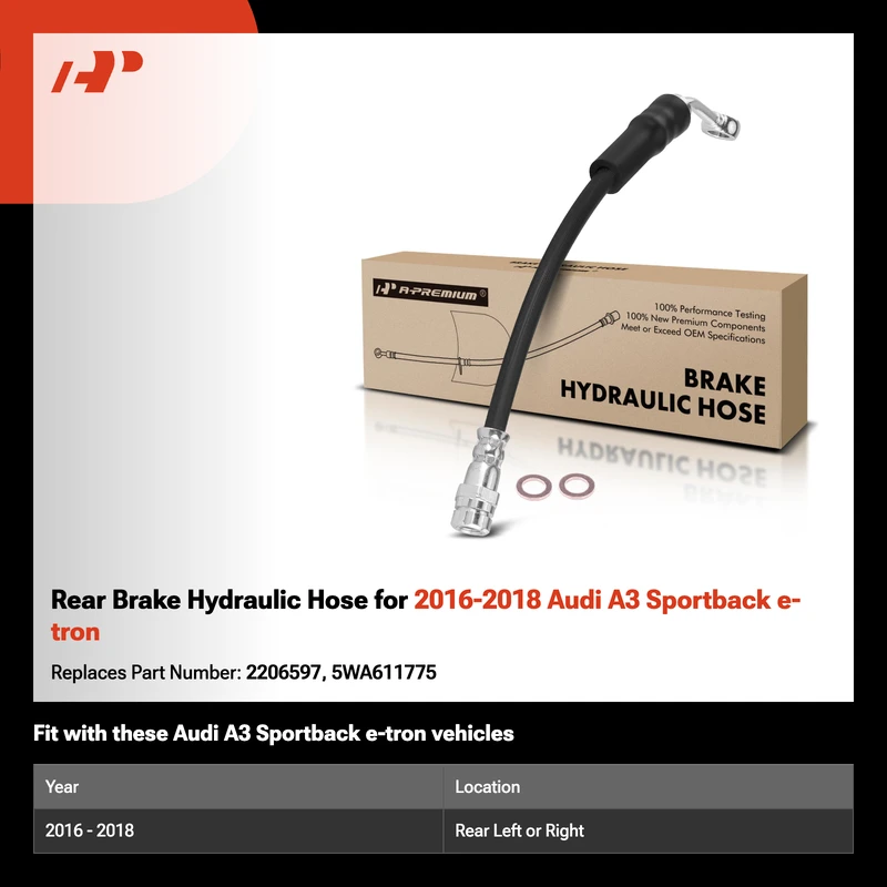 Rear Brake Hydraulic Hose for 2016-2018 Audi A3 Sportback e-tron