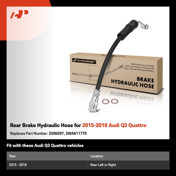 Rear Brake Hydraulic Hose for 2015-2018 Audi Q3 Quattro
