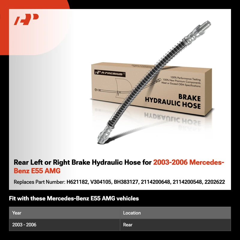 Rear Left or Right Brake Hydraulic Hose for 2003-2006 Mercedes-Benz E55 AMG