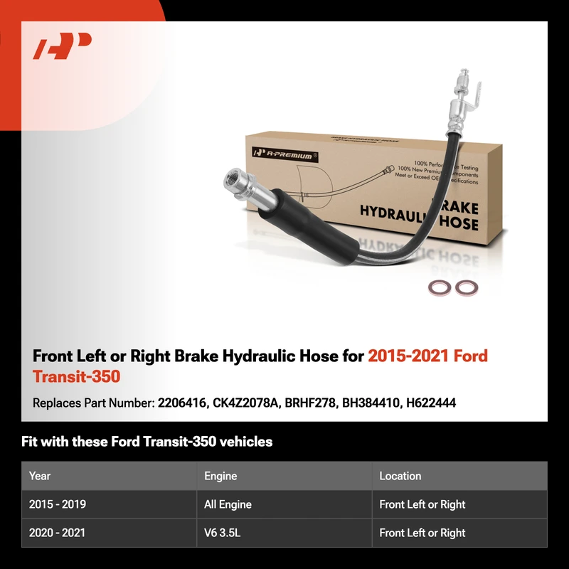 Front Left or Right Brake Hydraulic Hose for 2015-2021 Ford Transit-350