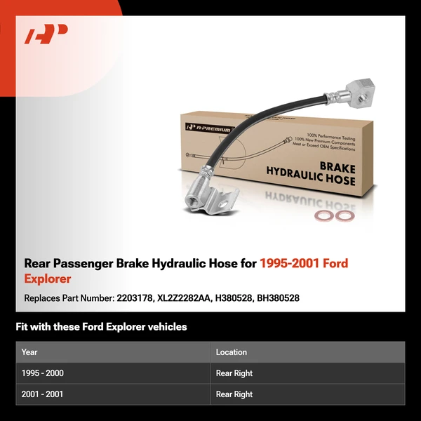 Rear Passenger Brake Hydraulic Hose for 1995-2001 Ford Explorer