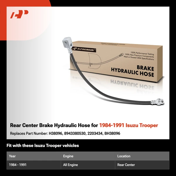 Rear Center Brake Hydraulic Hose for 1984-1991 Isuzu Trooper