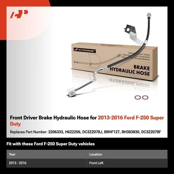 Front Driver Brake Hydraulic Hose for 2013-2016 Ford F-250 Super Duty