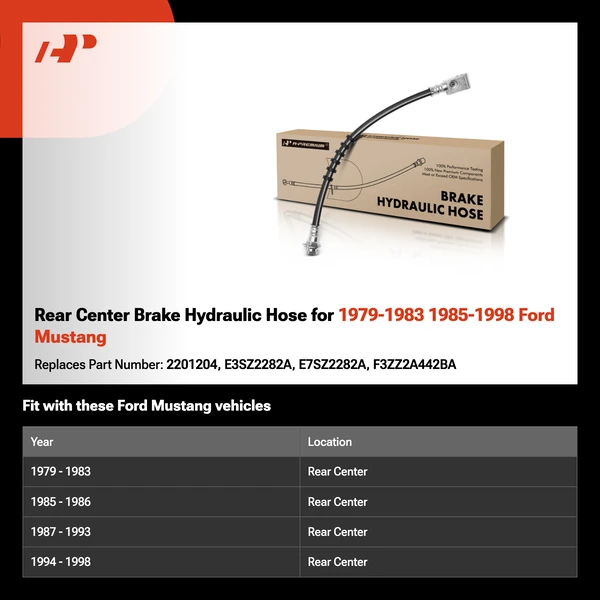 Rear Center Brake Hydraulic Hose for 1979-1983 1985-1998 Ford Mustang