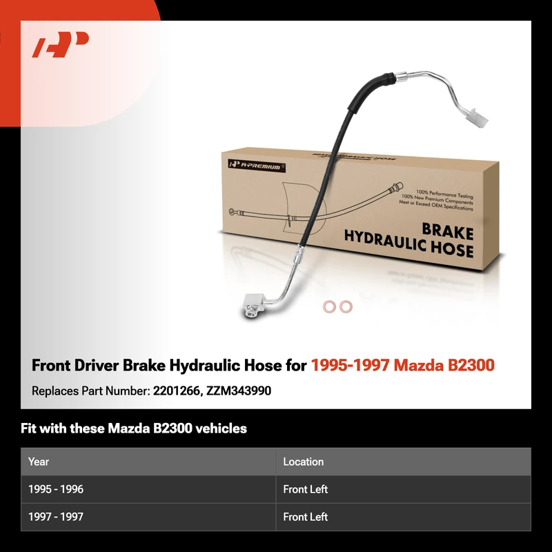 Front Driver Brake Hydraulic Hose for 1995-1997 Mazda B2300