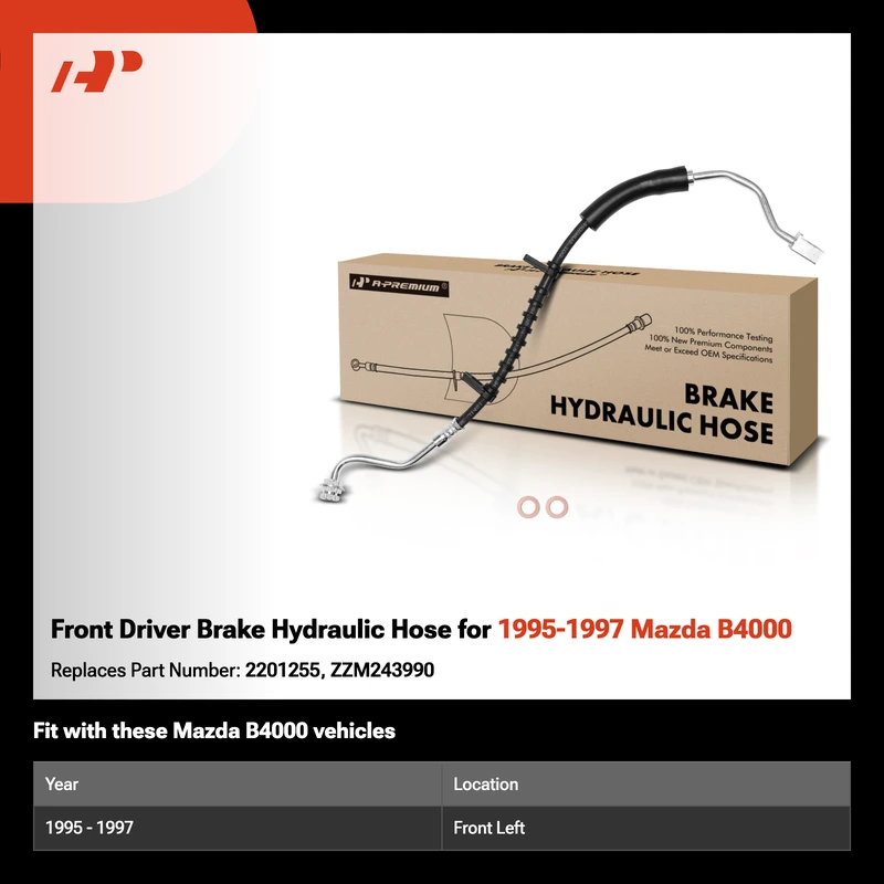 Front Driver Brake Hydraulic Hose for 1995-1997 Mazda B4000