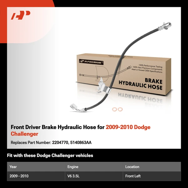 Front Driver Brake Hydraulic Hose for 2009-2010 Dodge Challenger