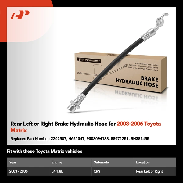 Rear Left or Right Brake Hydraulic Hose for 2003-2006 Toyota Matrix