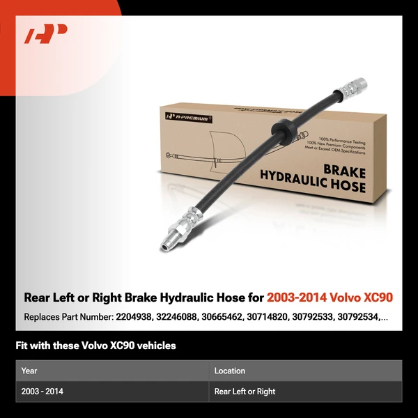 Rear Left or Right Brake Hydraulic Hose for 2003-2014 Volvo XC90