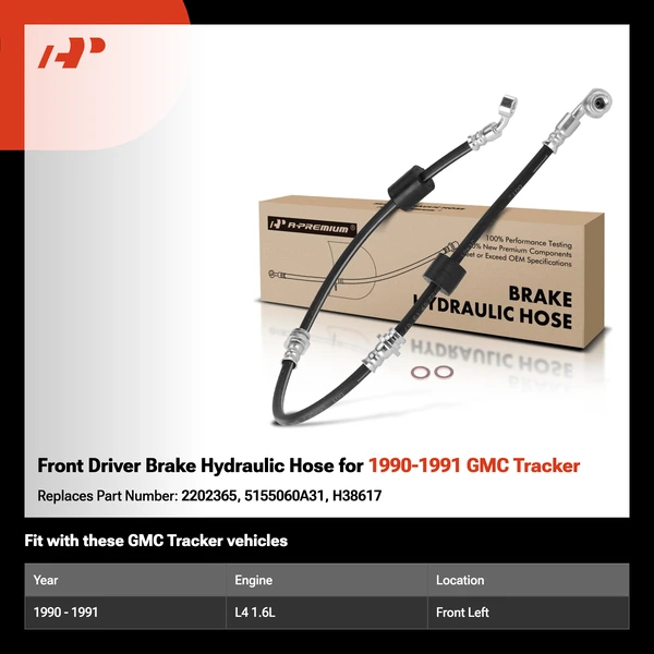 Front Driver Brake Hydraulic Hose for 1990-1991 GMC Tracker