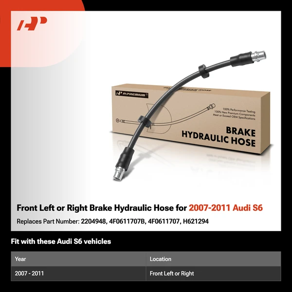 Front Left or Right Brake Hydraulic Hose for 2007-2011 Audi S6