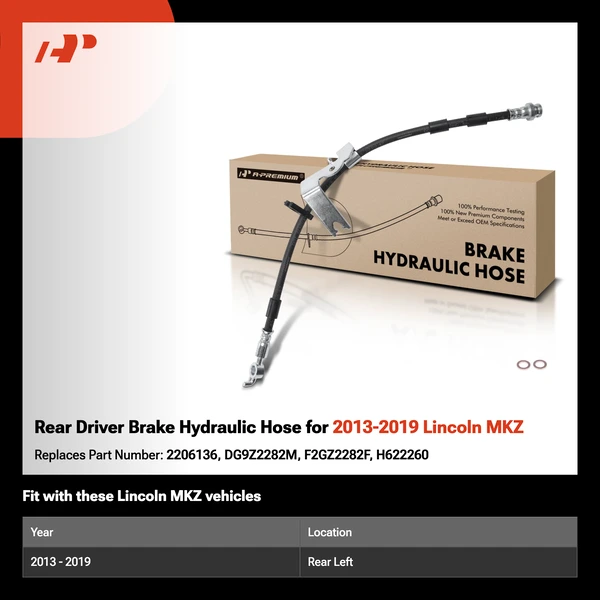 Rear Driver Brake Hydraulic Hose for 2013-2019 Lincoln MKZ