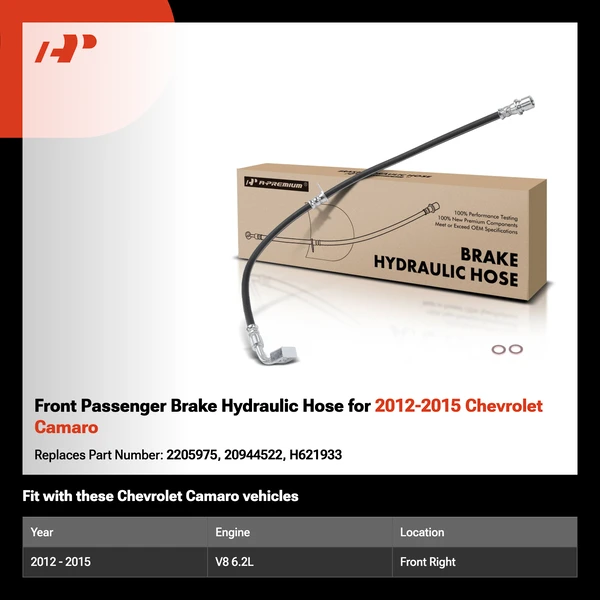 Front Passenger Brake Hydraulic Hose for 2012-2015 Chevrolet Camaro