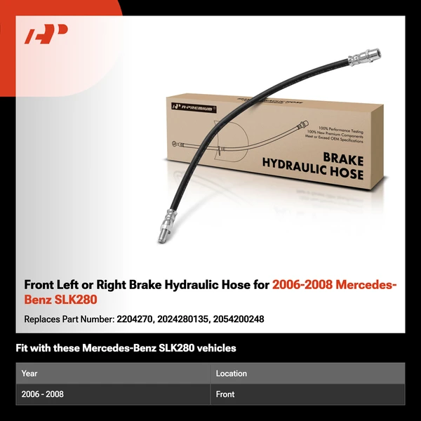 Front Left or Right Brake Hydraulic Hose for 2006-2008 Mercedes-Benz SLK280