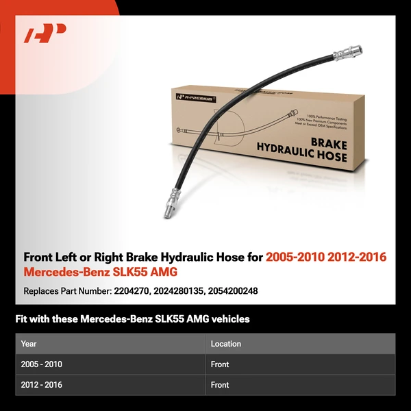 Front Left or Right Brake Hydraulic Hose for 2005-2010 2012-2016 Mercedes-Benz SLK55 AMG