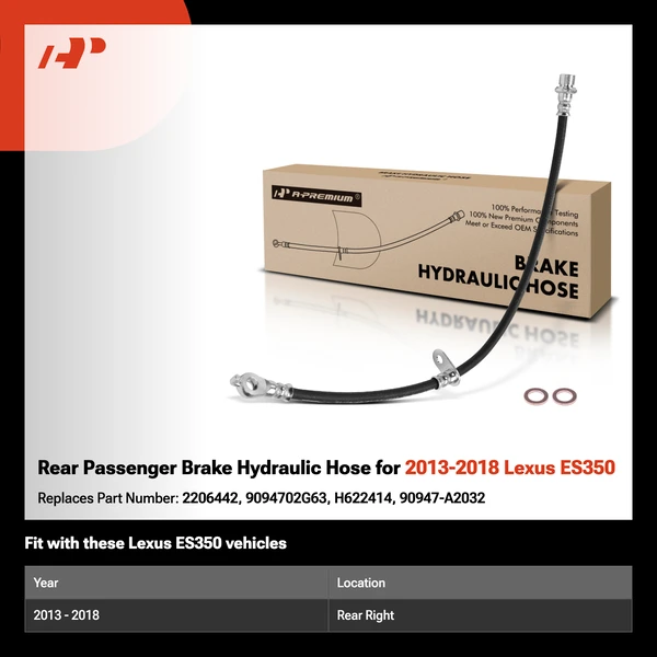 Rear Passenger Brake Hydraulic Hose for 2013-2018 Lexus ES350