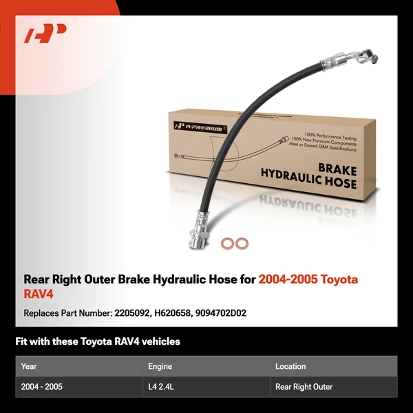 Rear Right Outer Brake Hydraulic Hose for 2004-2005 Toyota RAV4