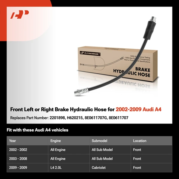 Front Left or Right Brake Hydraulic Hose for 2002-2009 Audi A4