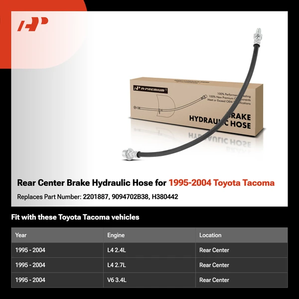 Rear Center Brake Hydraulic Hose for 1995-2004 Toyota Tacoma