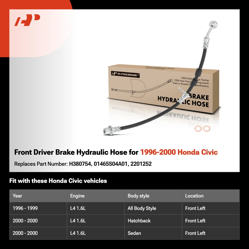 Front Driver Brake Hydraulic Hose for 1996-2000 Honda Civic