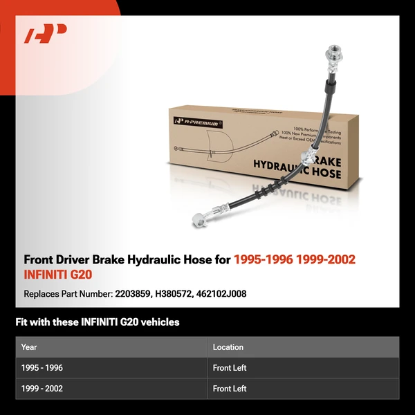 Front Driver Brake Hydraulic Hose for 1995-1996 1999-2002 INFINITI G20