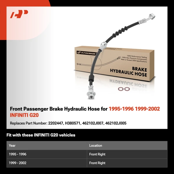 Front Passenger Brake Hydraulic Hose for 1995-1996 1999-2002 INFINITI G20
