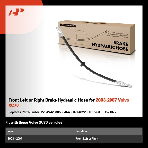 Front Left or Right Brake Hydraulic Hose for 2003-2007 Volvo XC70