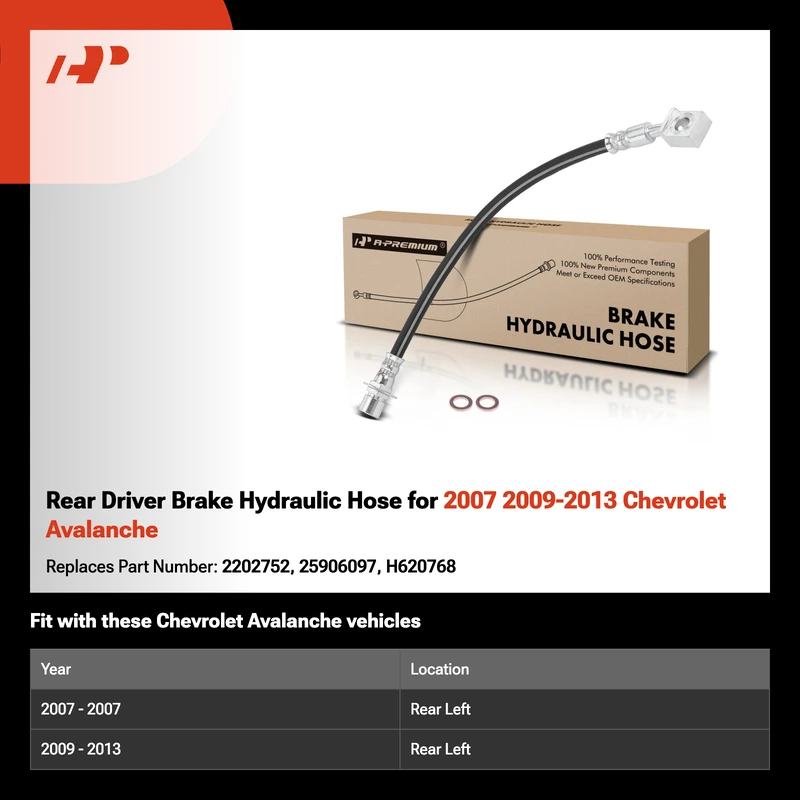 Rear Driver Brake Hydraulic Hose for 2007 2009-2013 Chevrolet Avalanche