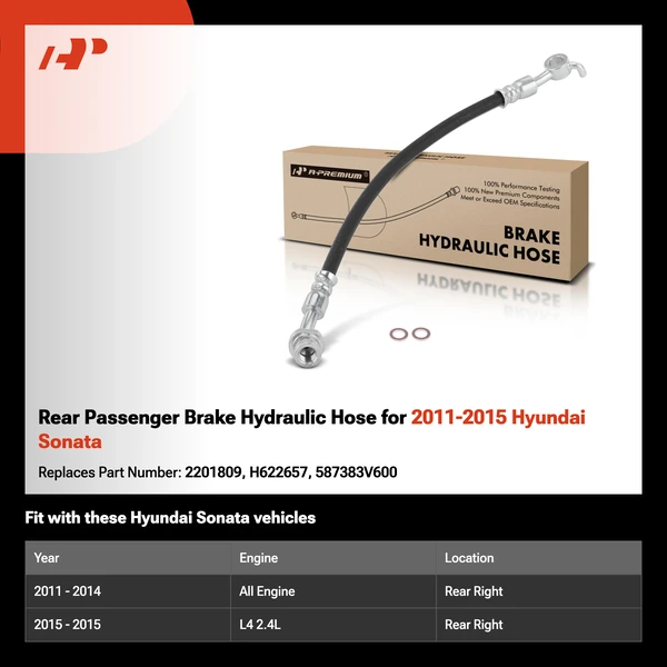 Rear Passenger Brake Hydraulic Hose for 2011-2015 Hyundai Sonata