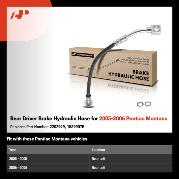 Rear Driver Brake Hydraulic Hose for 2005-2006 Pontiac Montana
