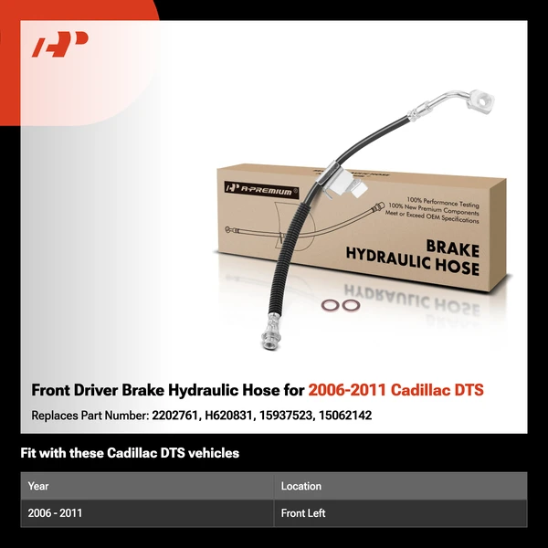 Front Driver Brake Hydraulic Hose for 2006-2011 Cadillac DTS