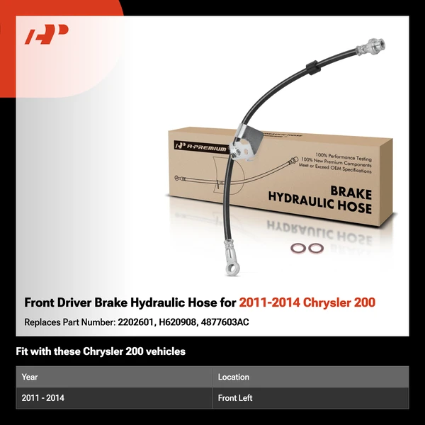 Front Driver Brake Hydraulic Hose for 2011-2014 Chrysler 200