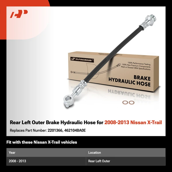 Rear Left Outer Brake Hydraulic Hose for 2008-2013 Nissan X-Trail