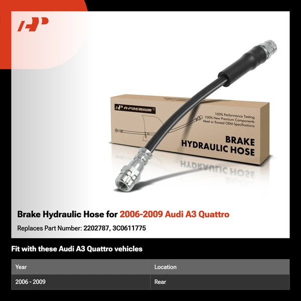 Brake Hydraulic Hose for 2006-2009 Audi A3 Quattro
