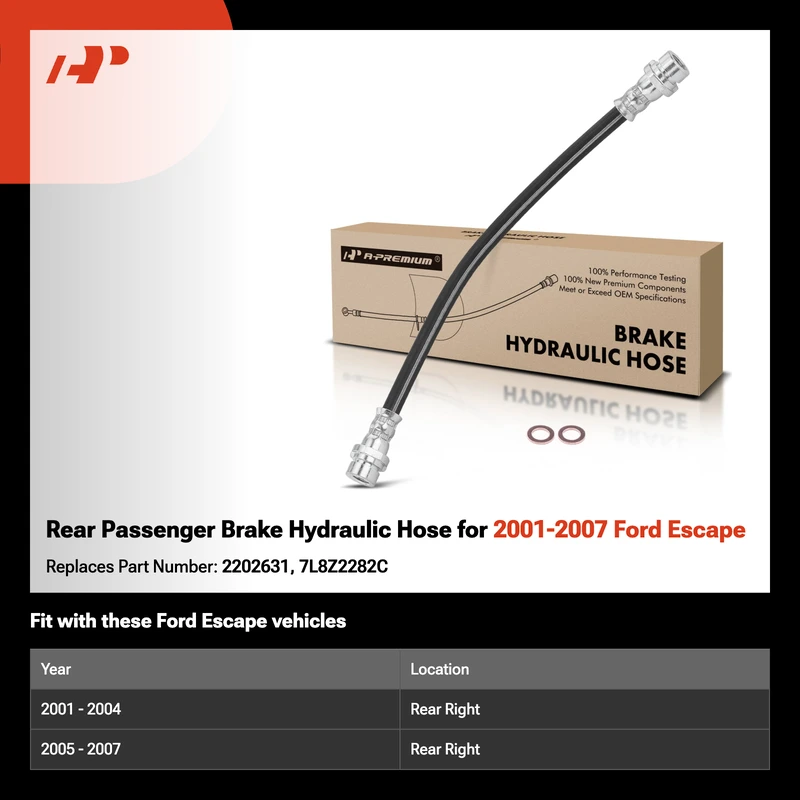 Rear Passenger Brake Hydraulic Hose for 2001-2007 Ford Escape