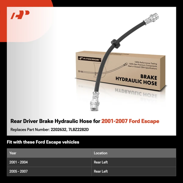 Rear Driver Brake Hydraulic Hose for 2001-2007 Ford Escape