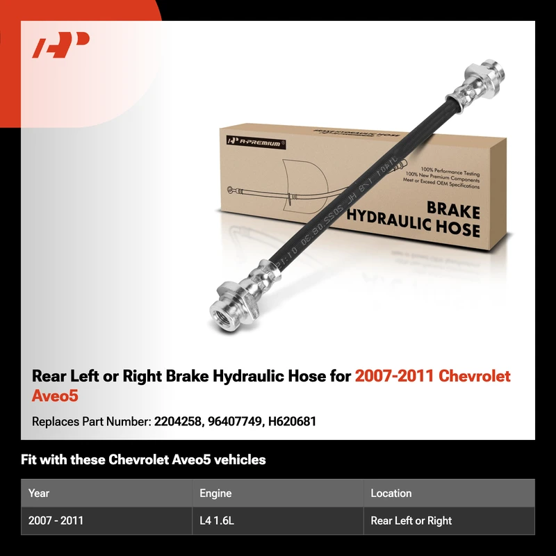 Rear Left or Right Brake Hydraulic Hose for 2007-2011 Chevrolet Aveo5