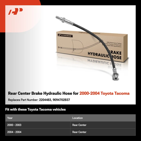 Rear Center Brake Hydraulic Hose for 2000-2004 Toyota Tacoma