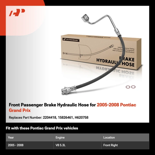 Front Passenger Brake Hydraulic Hose for 2005-2008 Pontiac Grand Prix