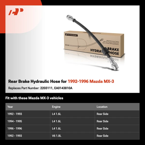 Rear Brake Hydraulic Hose for 1992-1996 Mazda MX-3