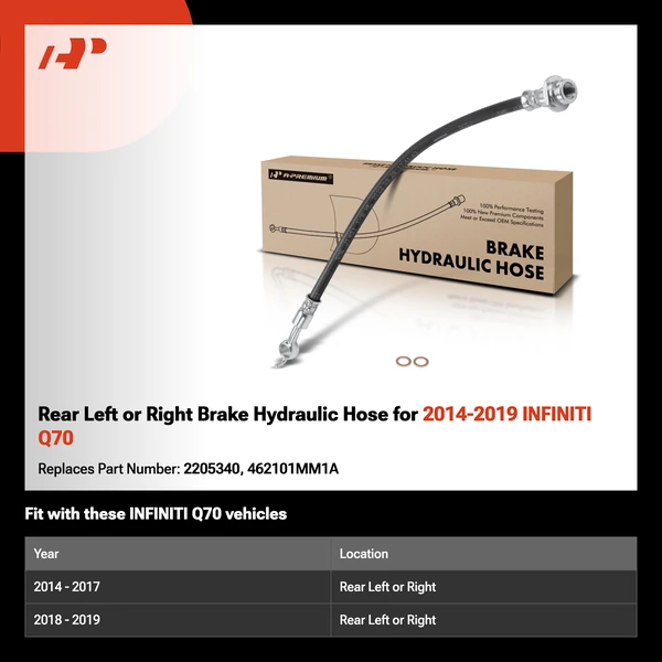 Rear Left or Right Brake Hydraulic Hose for 2014-2019 INFINITI Q70
