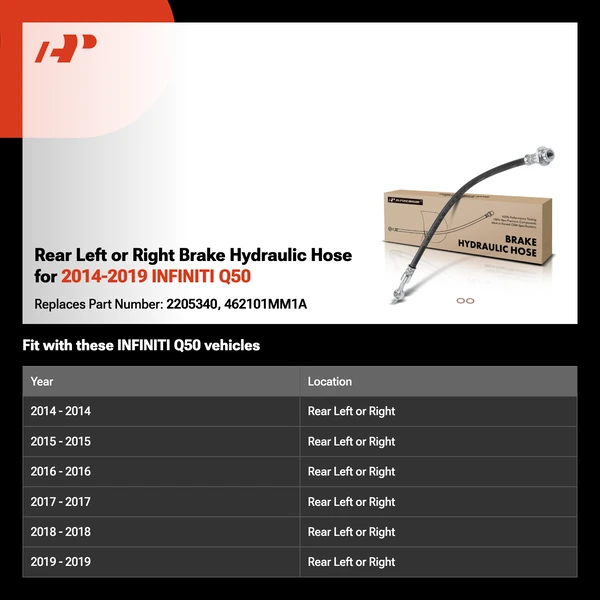 Rear Left or Right Brake Hydraulic Hose for 2014-2019 INFINITI Q50