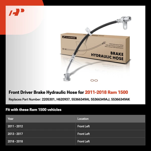 Front Driver Brake Hydraulic Hose for 2011-2018 Ram 1500