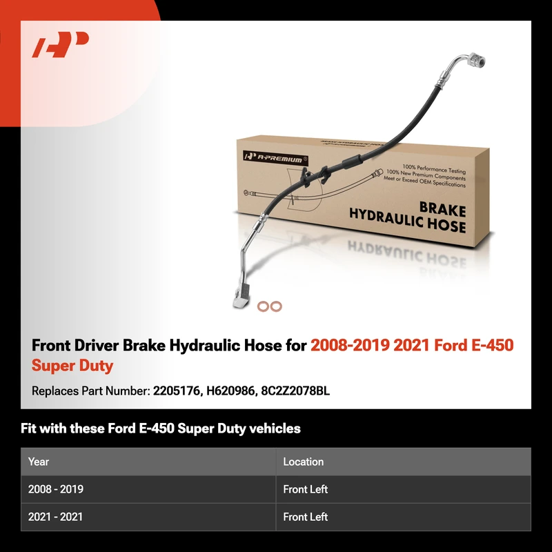 Front Driver Brake Hydraulic Hose for 2008-2019 2021 Ford E-450 Super Duty