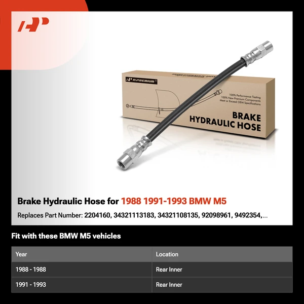 Brake Hydraulic Hose for 1988 1991-1993 BMW M5
